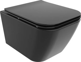 Mexen Madox vas wc Rimless cu scaun cu coborâre lentă slim, duroplast, negru mat - 30154070