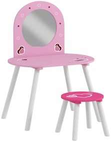 AIYAPLAY Măsuță de toaletă pentru copii cu taburet și oglindă Măsuță pentru fete cu inimioare pentru copii 3-6 ani roz | Aosom Romania