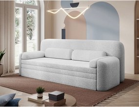 Canapea albă extensibilă/cu spațiu de depozitare cu tapițerie din țesătură bouclé 236 cm Elioss – ELTAP