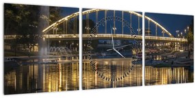 Tablou cu făntână arteziană (cu ceas) (90x30 cm)