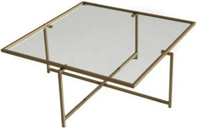 Masuta cafea Sun S411, auriu, sticla/metal, 85x85x35 cm