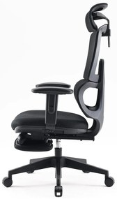 RESIGILAT- Scaun ergonomic SIHOO, spătar reglabil înălțime, suport lombar, tetieră reglabilă, mecanism înclinare/blocare în 3 poziții, suport picioare, pivotant, Mesh, Negru