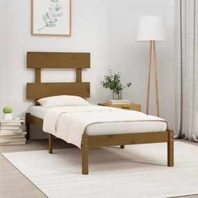 3104636 vidaXL Cadru de pat mic single, maro miere, 75x190 cm, lemn masiv