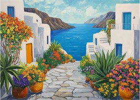 Tablou pe sticlă - Alee grecească (70x50 cm)