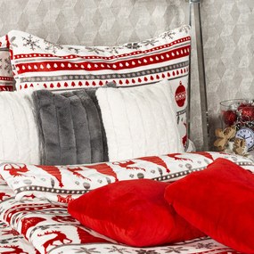 Lenjerie pat micro-flanelă Crăciun 4Home Christmas Time, roșu, 160 x 200 cm, 70 x 80 cm