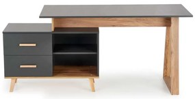Birou Edwin de colț, antracit / stejar wotan