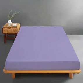 Cearceaf de pat cu elastic, 180x200cm, bumbac, lila