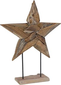 vidaXL Steaua de Crăciun Maro 59,5 x 18 x 74 cm Lemn solid de tec