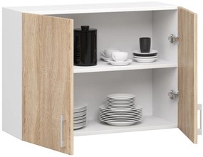 Dulap superior de bucătărie Lula w80 (Alb + stejar sonoma). 1068597