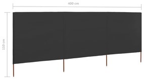 Paravan anti-vant cu 3 panouri, antracit, 400 x 80 cm, textil Antracit, 400 x 80 cm