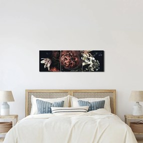 Tablou - Flori întunecate (cu ceas) (90x30 cm)