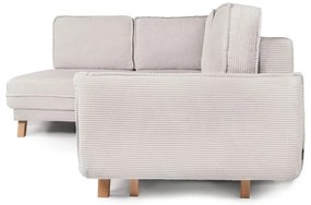 Colțar bej extensibil cu tapițerie din catifea reiată (cu colț pe partea stângă ) Tori – Bonami Selection