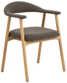 MAZZONI EXPORT ADELE Maro Taupe (țesătură Monza 40)/cadru Stejar Natural - SCAUN DIN LEMN BOUCLÉ PENTRU SALON SUFRAGERIE BUCĂTĂRIE RETRO