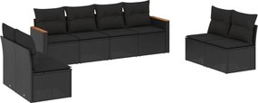vidaXL Set mobilier de grădină cu perne, 8 piese, negru, poliratan