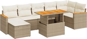 vidaXL Set canapele grădină cu perne 8 piese bej poliratan/lemn acacia