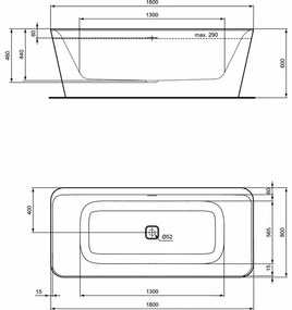 Cada freestanding Ideal Standard Tonic II alb lucios 180x80 cm