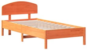 3207224 vidaXL Cadru de pat cu tăblie, maro ceruit, 90x200 cm, lemn masiv pin