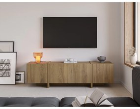 Comodă TV în culoare naturală cu aspect de lemn de stejar 180x55x35 cm Volia – Marckeric
