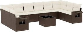 vidaXL Set canapele de grădină cu perne, 11 piese, maro, poliratan