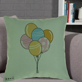 Perna Decorativa Baloane Petrecere, 40x40 cm, Verde, Husa Detasabila, Perna Inclusa, BEKZ®