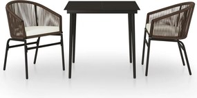 vidaXL Set de mobilier pentru grădină, 3 piese, maro