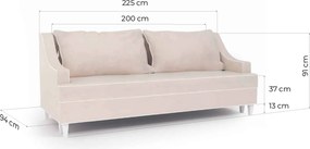 Canapea lemn masiv crem Extensibilă Elizabeth 225x94cm