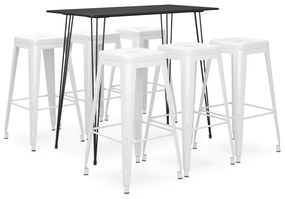 vidaXL Set mobilier de bar, 7 piese, negru și alb