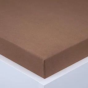 Cearşaf cu elastic jersey EXCLUSIVE maro închis set 2 buc 90 x 200 cm