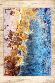 MIRO 51709.803 covor lavabil Absztrakció anti-alunecare - albastru / aur - SECUNDAR-COTATI PRODUSUL