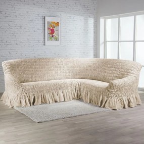 Gaico Huse elastice cu volan FIORELA bej colţar (l. 350 - 530 cm)