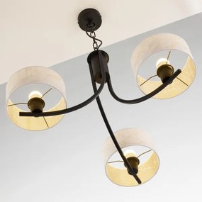 Jupiter 2103 - Lustru cu lanț ARTHUR 3xE27/15W/230V alb/negru/decor marmorat