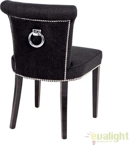 Scaun elegant negru, tesatura casmir si picioare din lemn, Key Largo 105081 HZ