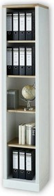 Biblioteca JASMIN, alb/stejar artisan, PAL, 43x38x204 cm