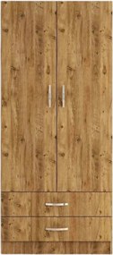 Dulap GRD0402, stejar, PAL melaminat, cu 2 usi si 2 sertare, 80x47x182