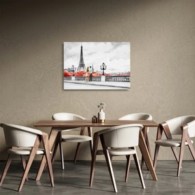 Tablou pe sticlă îndrăgostiții în Paris (70x50 cm)