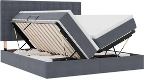 vidaXL Pat cu storage cu saltea Gri închis 180 x 200 cm Catifea