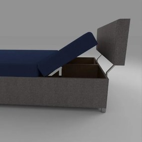 Pat tapițat DALLAS 108x205 cm, reglabil, cu spațiu de depozitare, gri/albastru