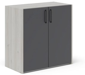 Comoda Malmo, 2 Usi, Stejar Alb/Antracit, 81 x 42 x 80 cm