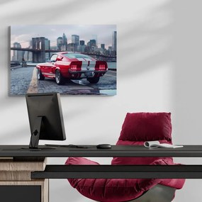 Tablou Mustang cu orizontul New York-ului