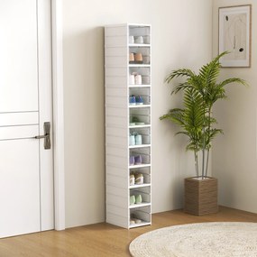 HOMCOM Pantofar Pliabil Slim, Modular, cu 10 Cutii pentru Pantofi, Economisire Spațiu, Fără Montaj, Alb | Aosom Romania