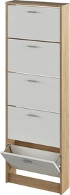 Dulap pantofi, 5 rafturi, stejar sonoma/ alb, MOBI 15
