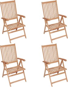 vidaXL Scaune de grădină rabatabile, 4 buc., lemn masiv de tec