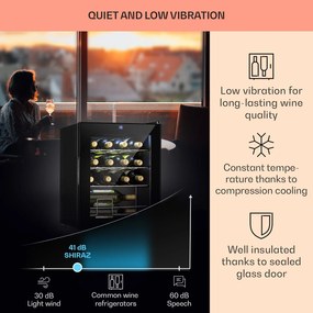 Klarstein Shiraz, răcitor de vinuri, 42 l, panou de control tactil, 131 W, 5 - 18 °C, negru
