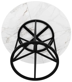 Masă rotundă de dining din MDF, Alb+Negru | Aosom Romania