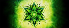 Tablou - Mandala de flori, fundal verde (120x50 cm)