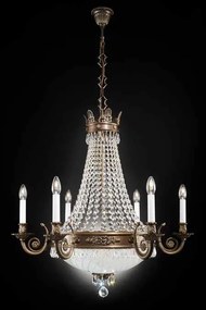Candelabru clasic din alama si cristale Schöler Empire, antique brass