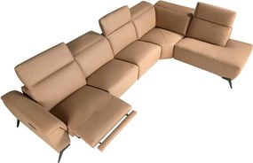 Coltar modular LUX design italian cu sezlong dreapta Piele Naturala, Brown