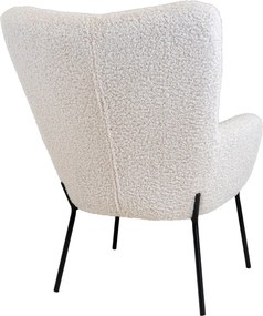 Fotoliu Glasgow, piele artificială de miel, alb cu picioare negre