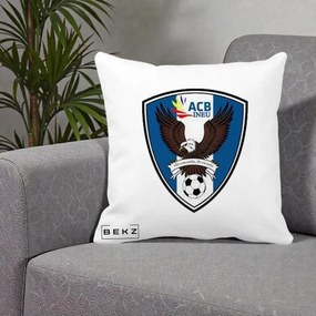 Perna Personalizata ACB Ineu Fotbal, 40x40 cm, Alba Mata, Husa Detasabila, Perna Inclusa, BEKZ®