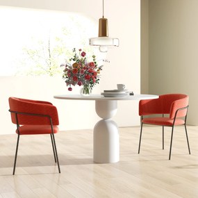 HOMCOM Lot de 2 scaune de dining picioare din oțel, șezut tapițat în aspect de catifea, portocaliu | Aosom Romania